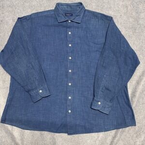 Proper Cloth Mens Blue Slub Cotton Long Sleeve Button Down Shirt XL